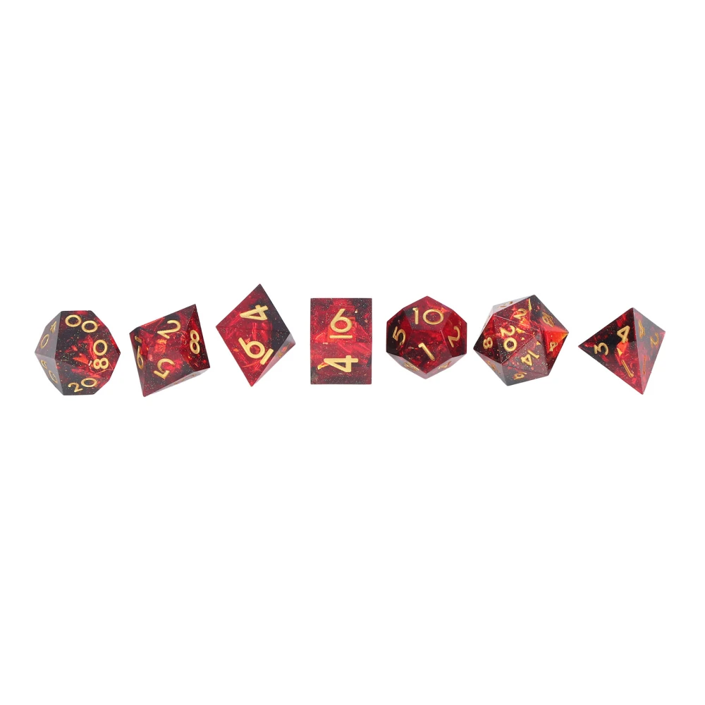 7Pcs Polyhedral Resin Dice Set Clear Numbers Role Playing Games Exquisite Collectible Gift for Family Friends Red+Black