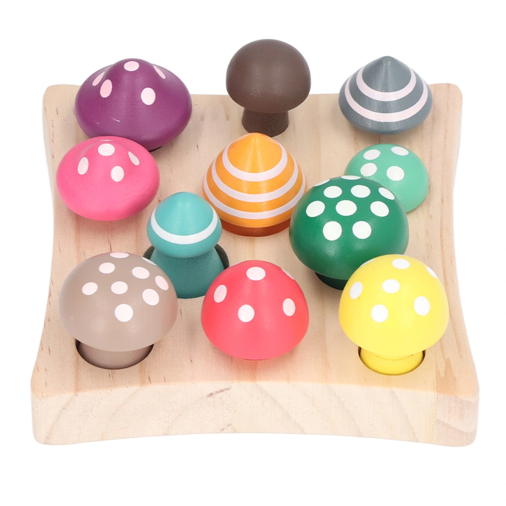 12Pcs Colorful Wooden Mushroom Picking Toys Simulation Counting Educational Basswood Mushroom Game