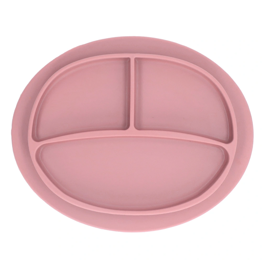 Baby Suction Plate BPA Free Microwave Dishwasher Safe Prevent Slip Portable Silicone Toddler Divided Dish Pink