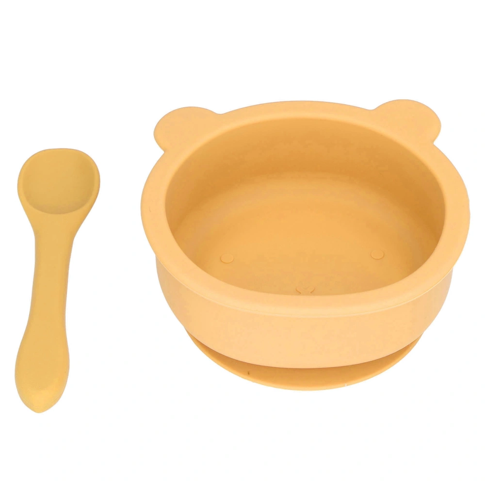 Baby Feeding Set Silicone Multi Functional Baby Feeding Set with Strong Suction Cup Bowl Spoon Set Baby for Most Tables yellow