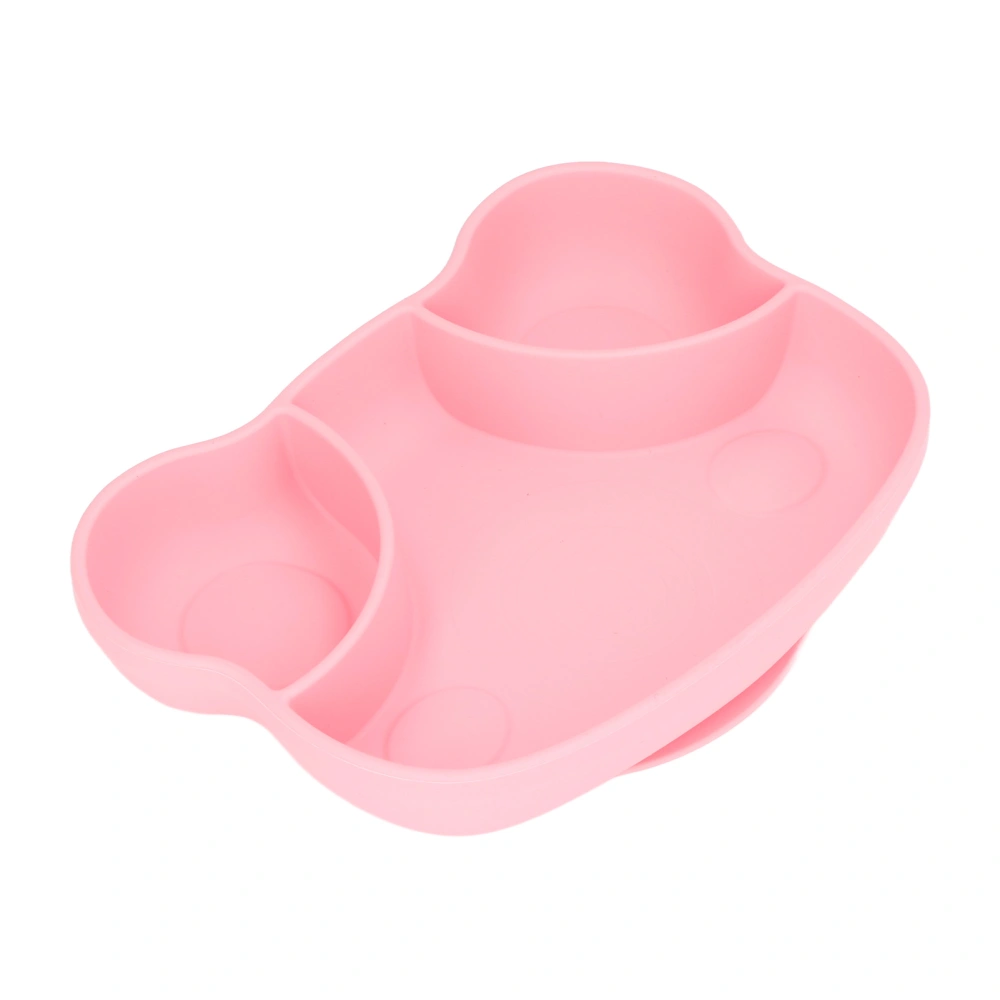 Silicone Baby Frog Dinner Plate Safe Self Feeding Microwave Dishwasher Safe Toddler Feeding Plate with Suction Cup Pink Frog