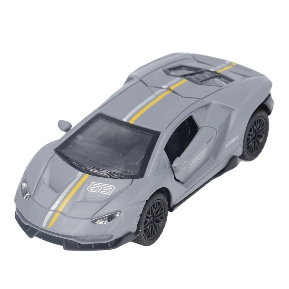 1:32 Alloy Model Car Durable Vivid Pull Back Metal Sports Car Model with Light and Sound for Above 3 Years Old Boys Gray