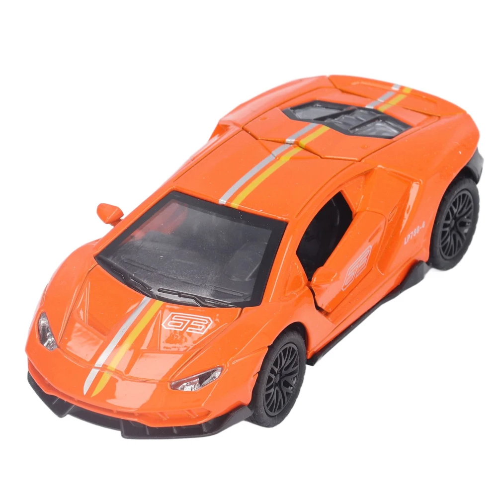 1:32 Alloy Model Car Durable Vivid Pull Back Metal Sports Car Model with Light and Sound for Above 3 Years Old Boys Orange