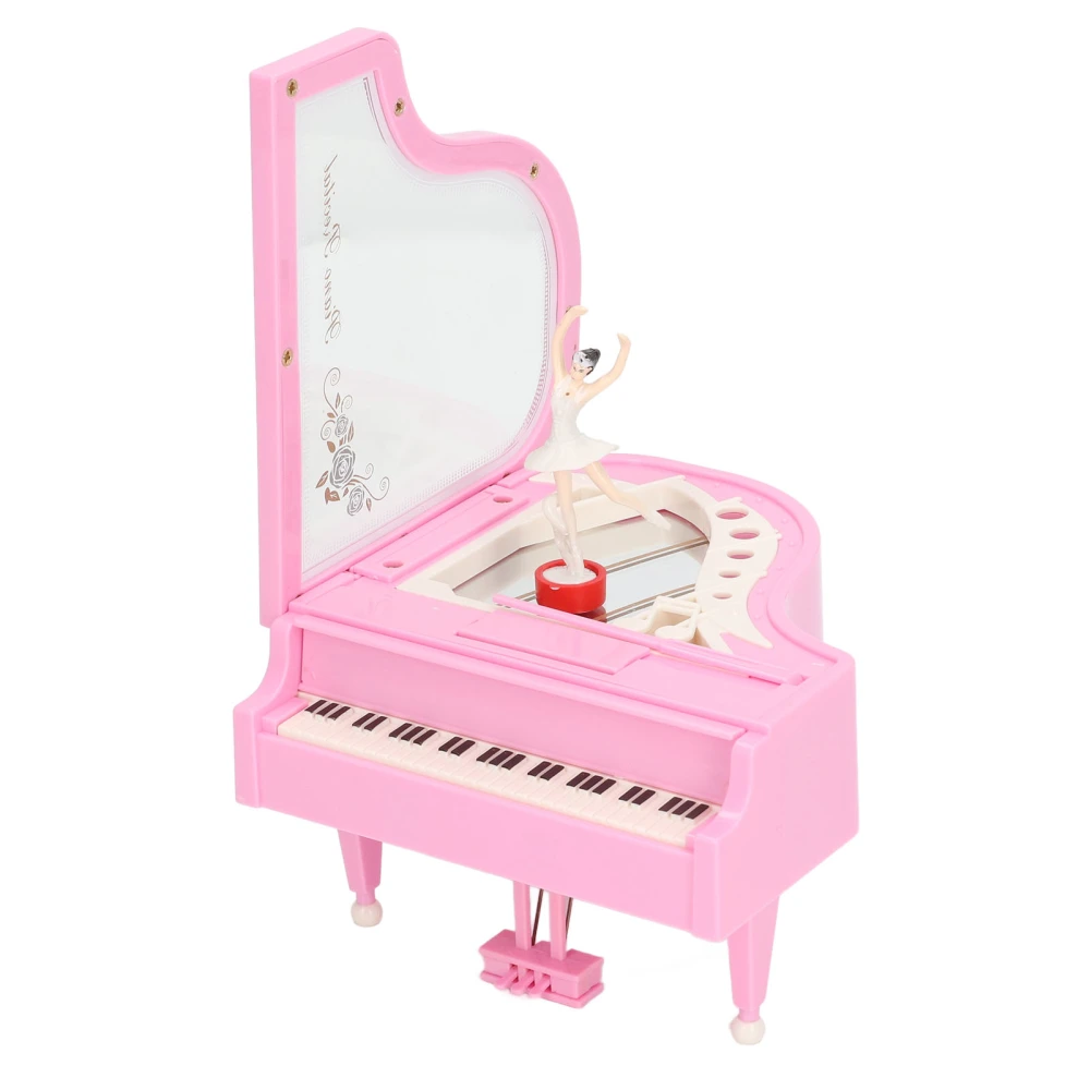 Pink Piano Music Box Small Ballerina Girl Dancing Emulational Pianoforte Music Box Birthday Gift for Girl