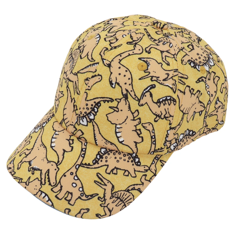 Kids Cute Baseball Cap Adjustable Sun Hat Cute Cartoon Dinosaur Breathable for Outdoor Summer Camp Beach Trip Yellow