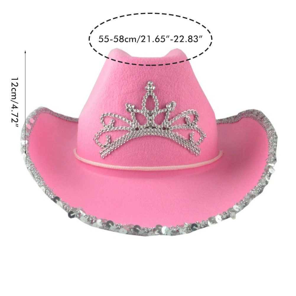 Pink Cowboy Hat Felt Cowboy Hat with Neck Draw String Cosplay Party Costume Accessories Play Dress Up for Women