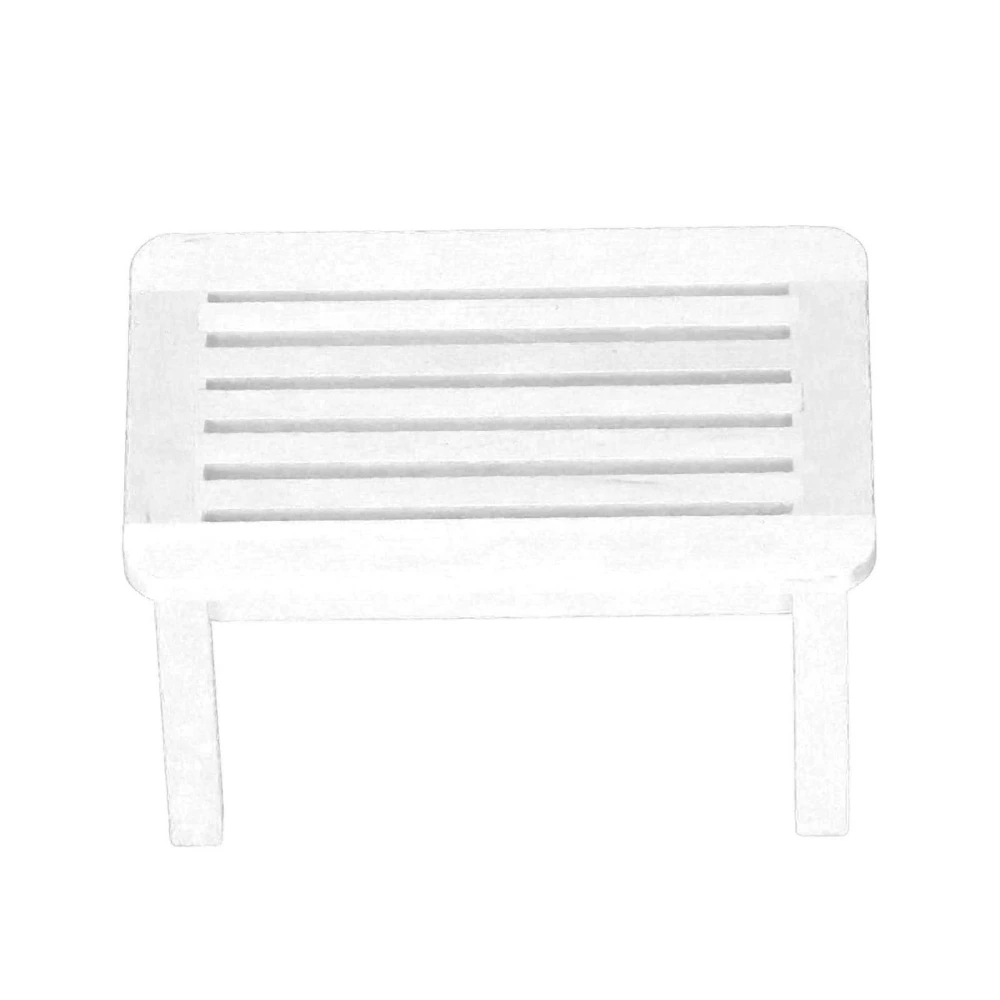 Dollhouse Miniature Bench Vivid Lifelike Appearance Pure Color Doll House Garden Stool for 1:12 Dollhouse Decoration White