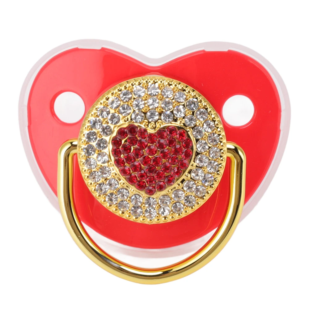 Baby Pacifier Heart Shape Shinning Rhinestones Infant Dummy Soother Soft Light Baby Soother Nipple Red