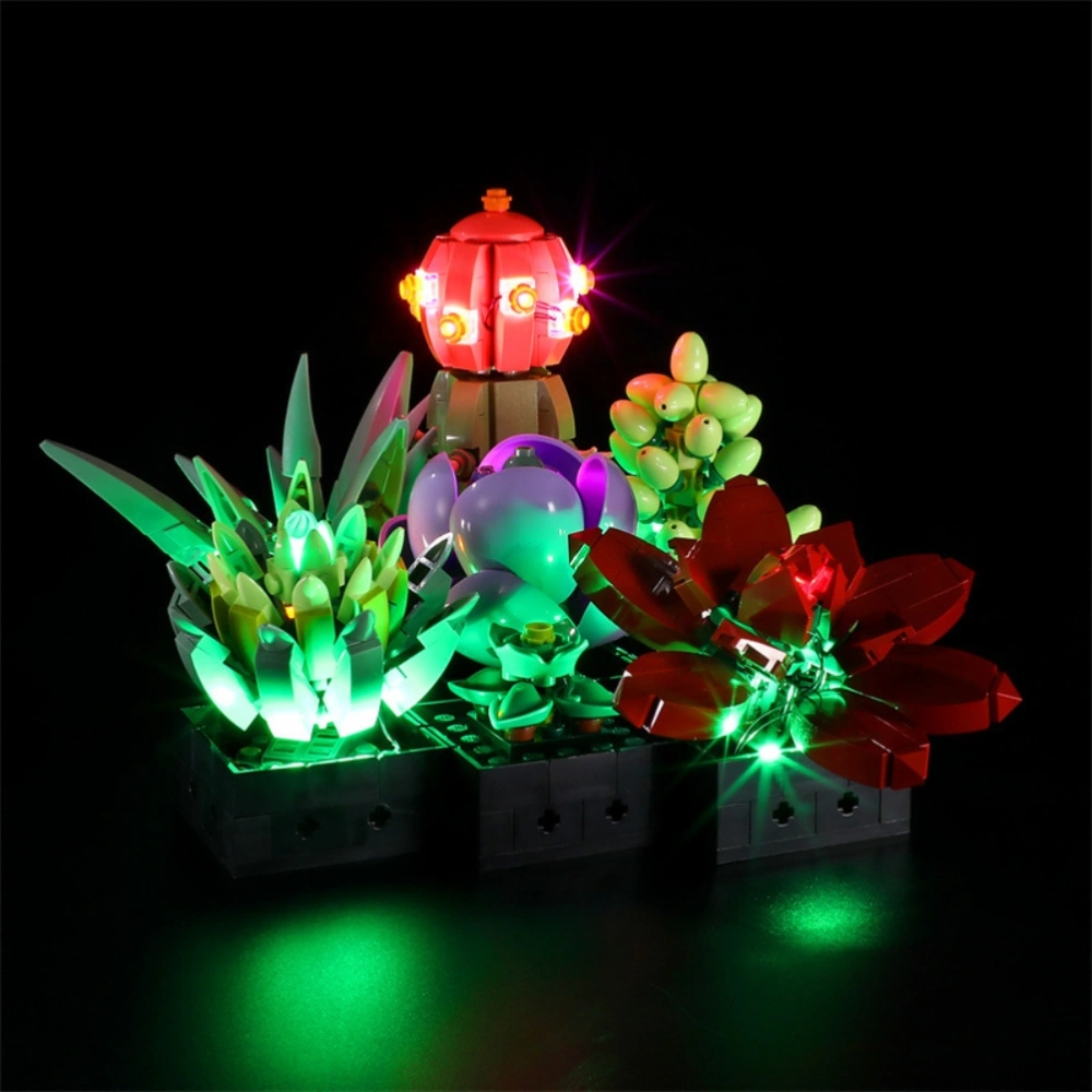 Succulent Building Kit LED Light Set Compatible for Lego 10309 Display Plant Decor for Home Office Decoration（Only Lights Set, Not Lego Model ）