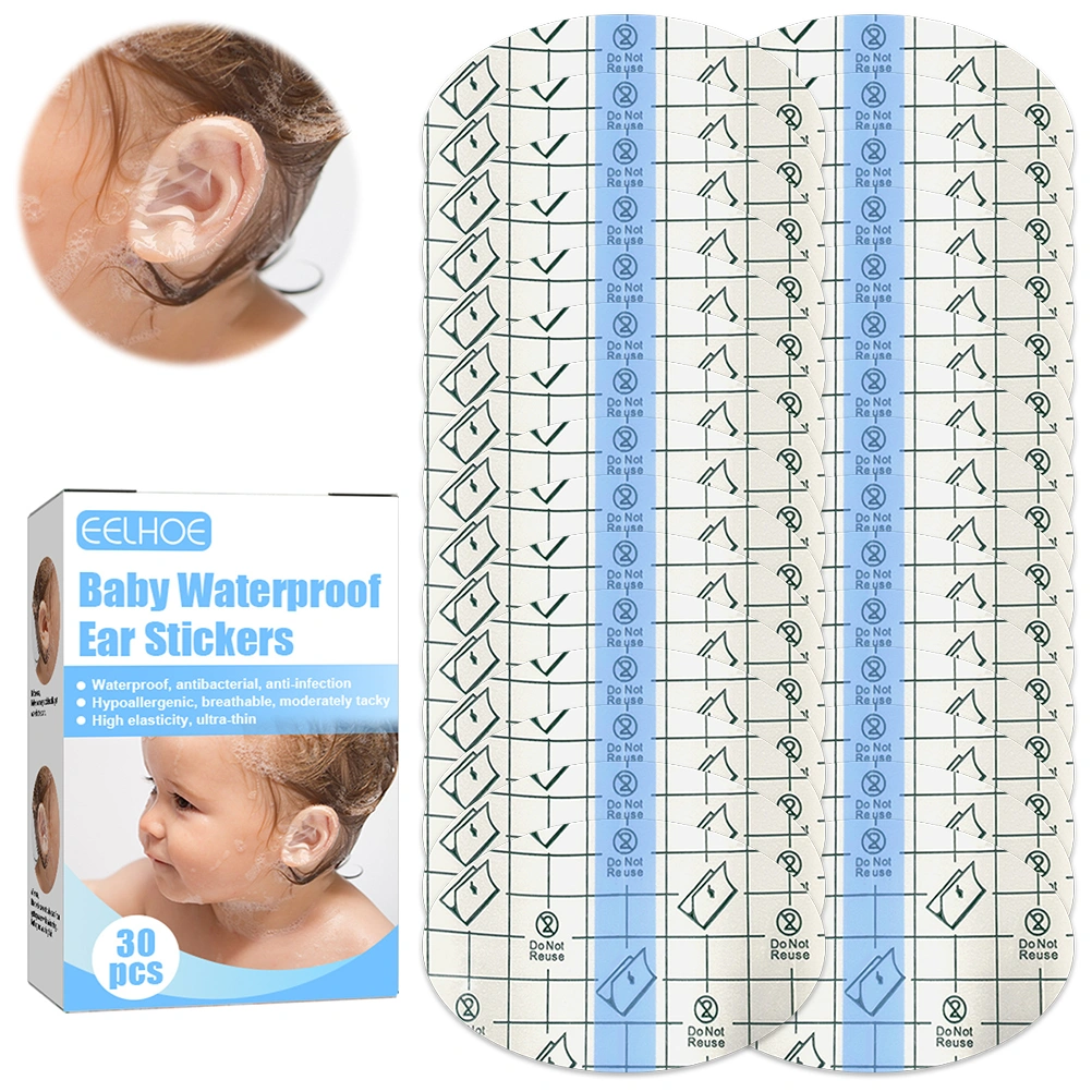 30 Pack/Box Baby Waterproof Ear Stickers Baby Waterproof Ear Protector Ear Covers for Swimming Showering Surfing Water Sports