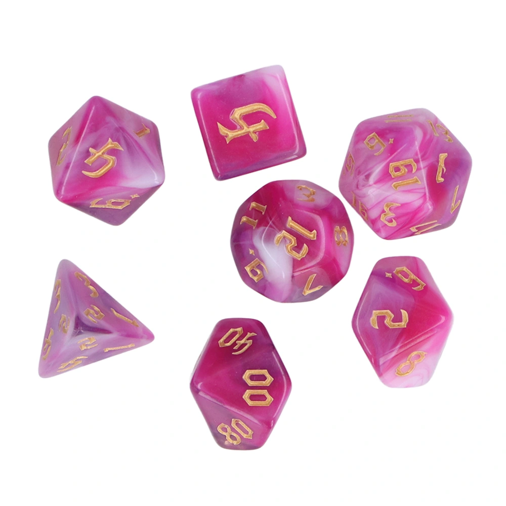 7pcs Polyhedral Dice Set Acrylic Portable Funny Dice Table Game Props for Holiday Party Type 1