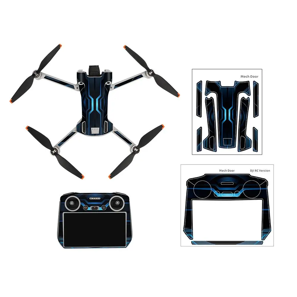 Drone Stickers Set Waterproof Skins Sticker Compatible for DJI Mini 3 Pro Drone and Remote Control 3D Pattern Stickers Protection Accessories