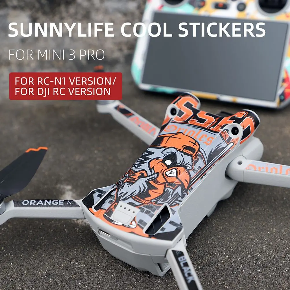 Drone Stickers Set Waterproof Skins Sticker Compatible for DJI Mini 3 Pro Drone and Remote Control 3D Pattern Stickers Protection Accessories