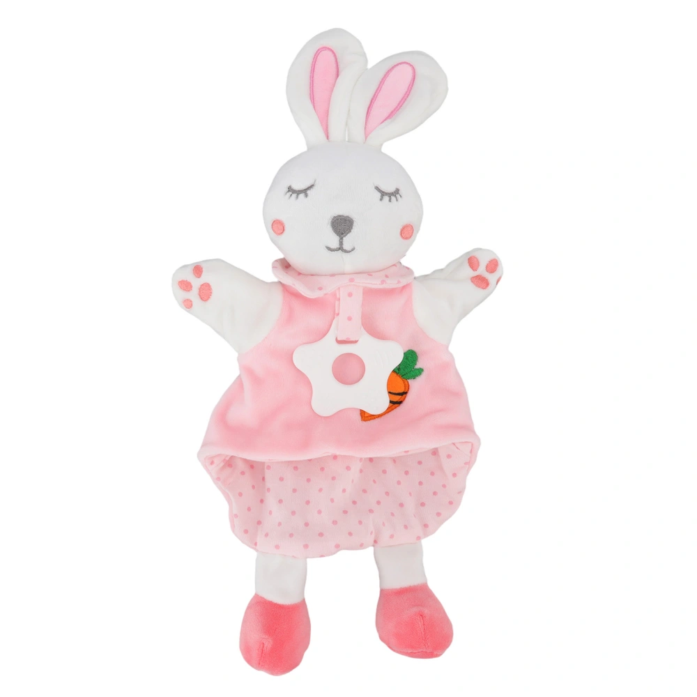 Baby Hand Puppet Comfort Toy Cute Rabbit Soft Small Machine Washable Plush Animal Blanket for Nap Crib and Playtime