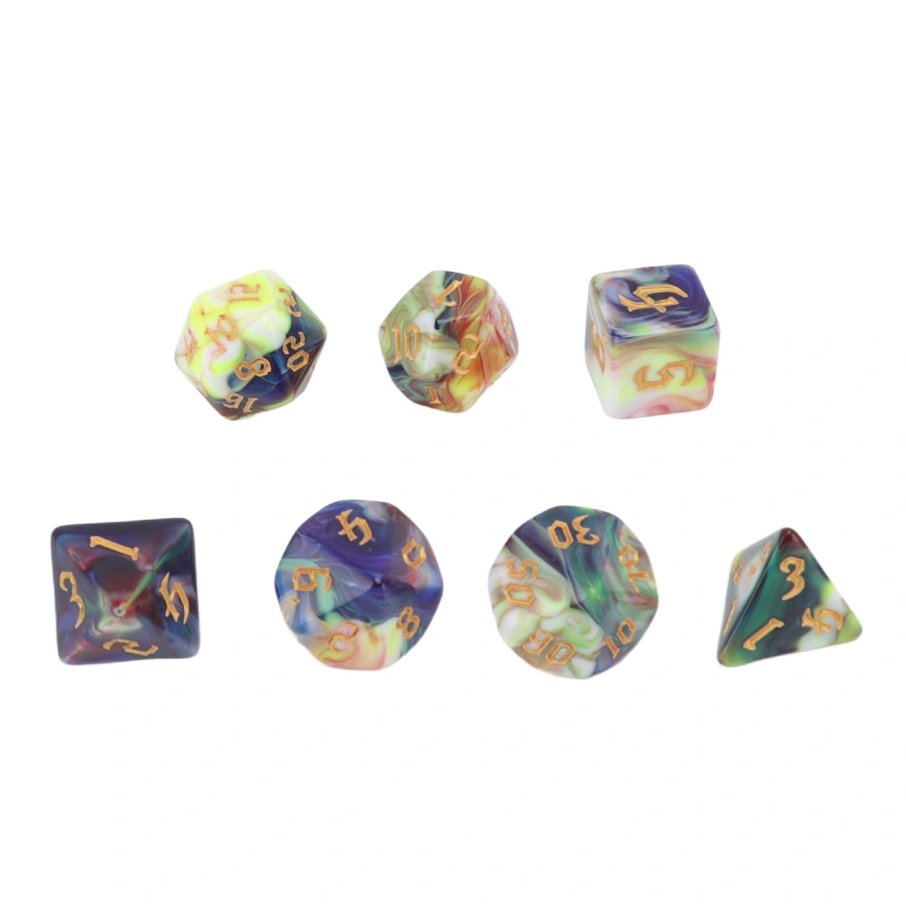 7 Die Dice Set Polyhedral Acrylic Dice Table Multi Color Gaming Dice for Board Role Playing Games Type 3