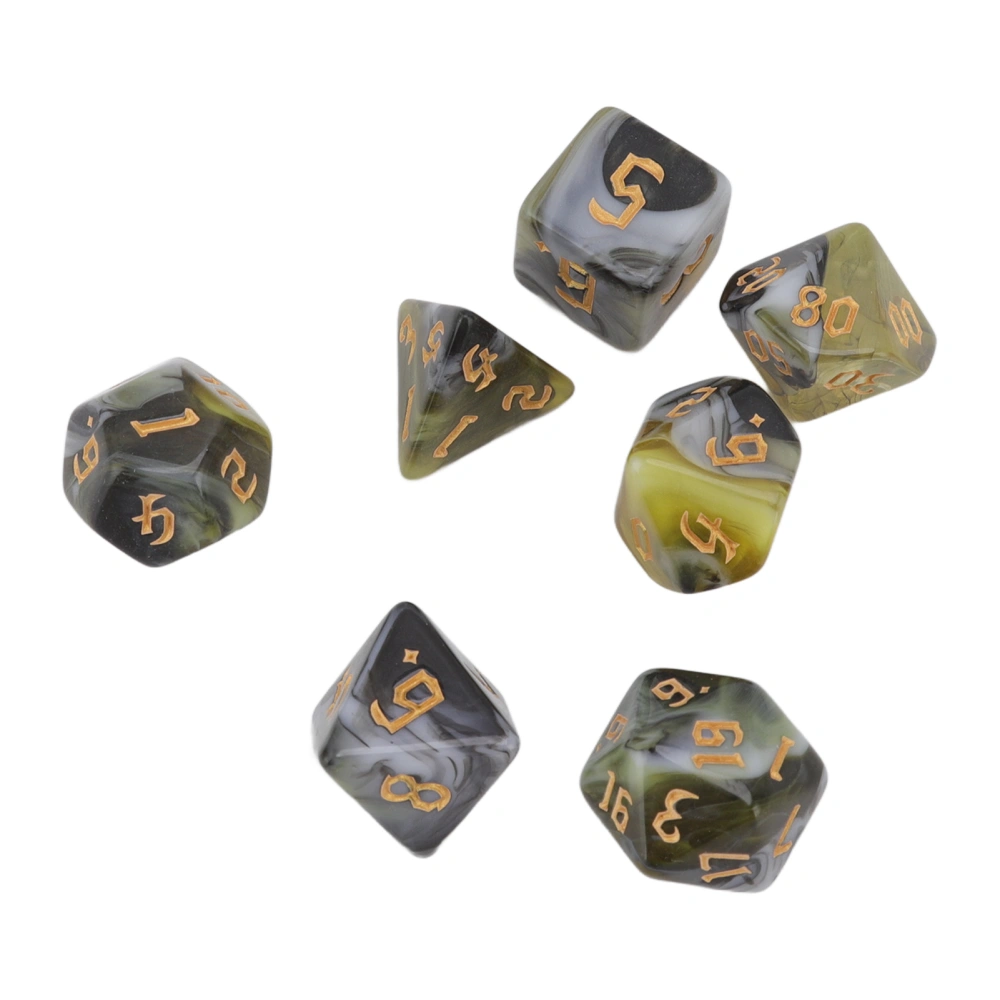 7PCS Polyhedral Number Dice Set Acrylic Table Board Game Dice Toys Waterproof Wear Resistant Type 3