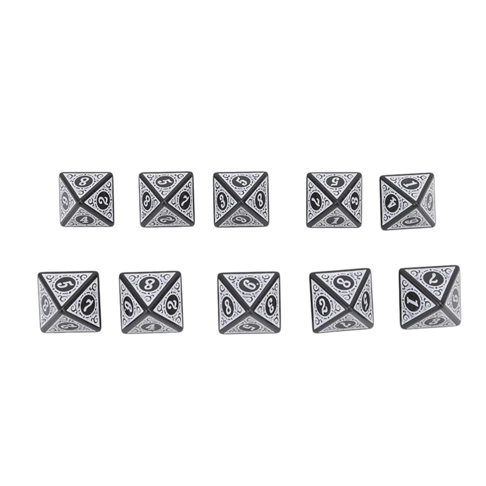 10pcs Polyhedral Dice Role Playing Dice Accurate Engraving Easy Read Acrylic Dice Board Game Accessories 8 Sided