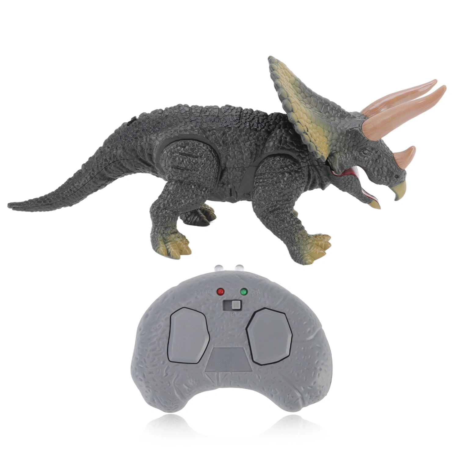 RC Dinosaur Toy Simulation Remote Control Triceratops Toy Walking Legs Glowing Eyes Opening Mouth for Boys Girls