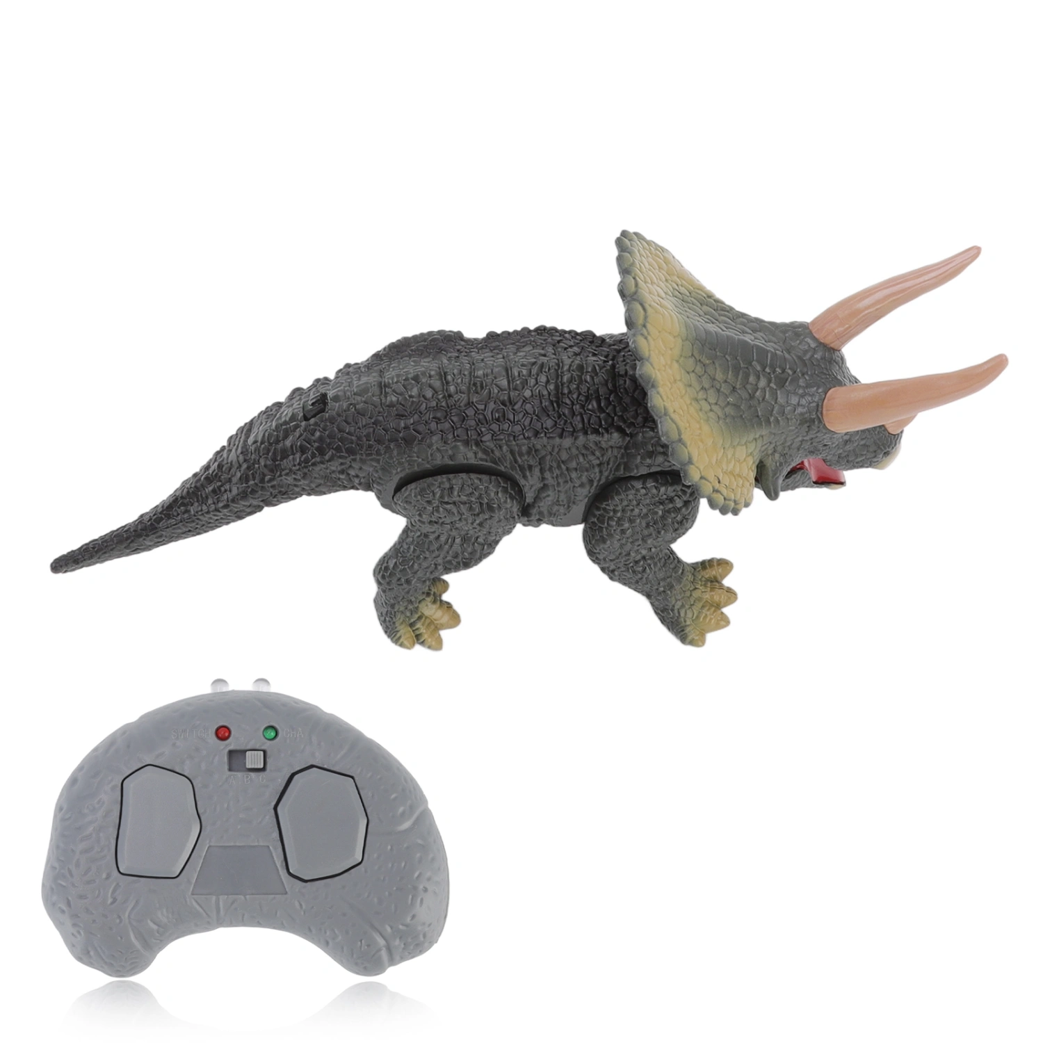 RC Dinosaur Toy Simulation Remote Control Triceratops Toy Walking Legs Glowing Eyes Opening Mouth for Boys Girls