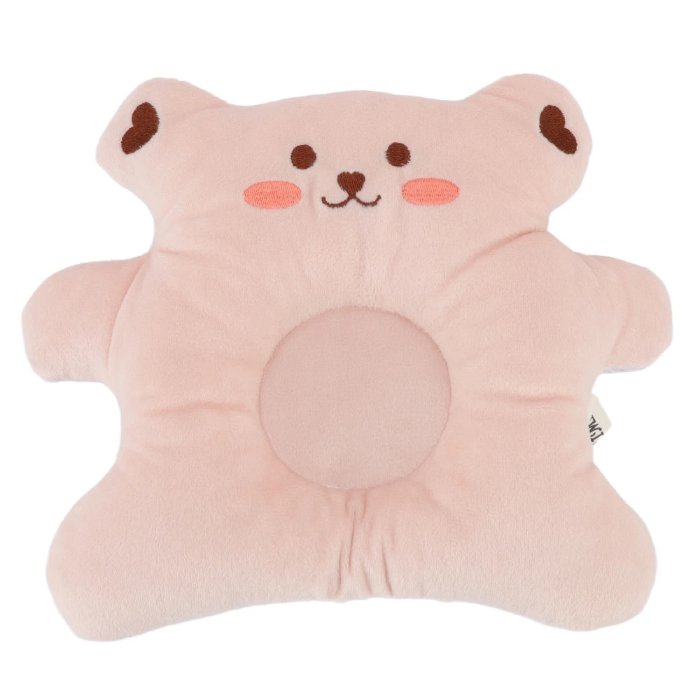 Baby Head Shaping Pillow Soft Breathable Flat Head Syndrome Prevention Newborn Pillow for 0 to 1 Year Infant Khaki Bear