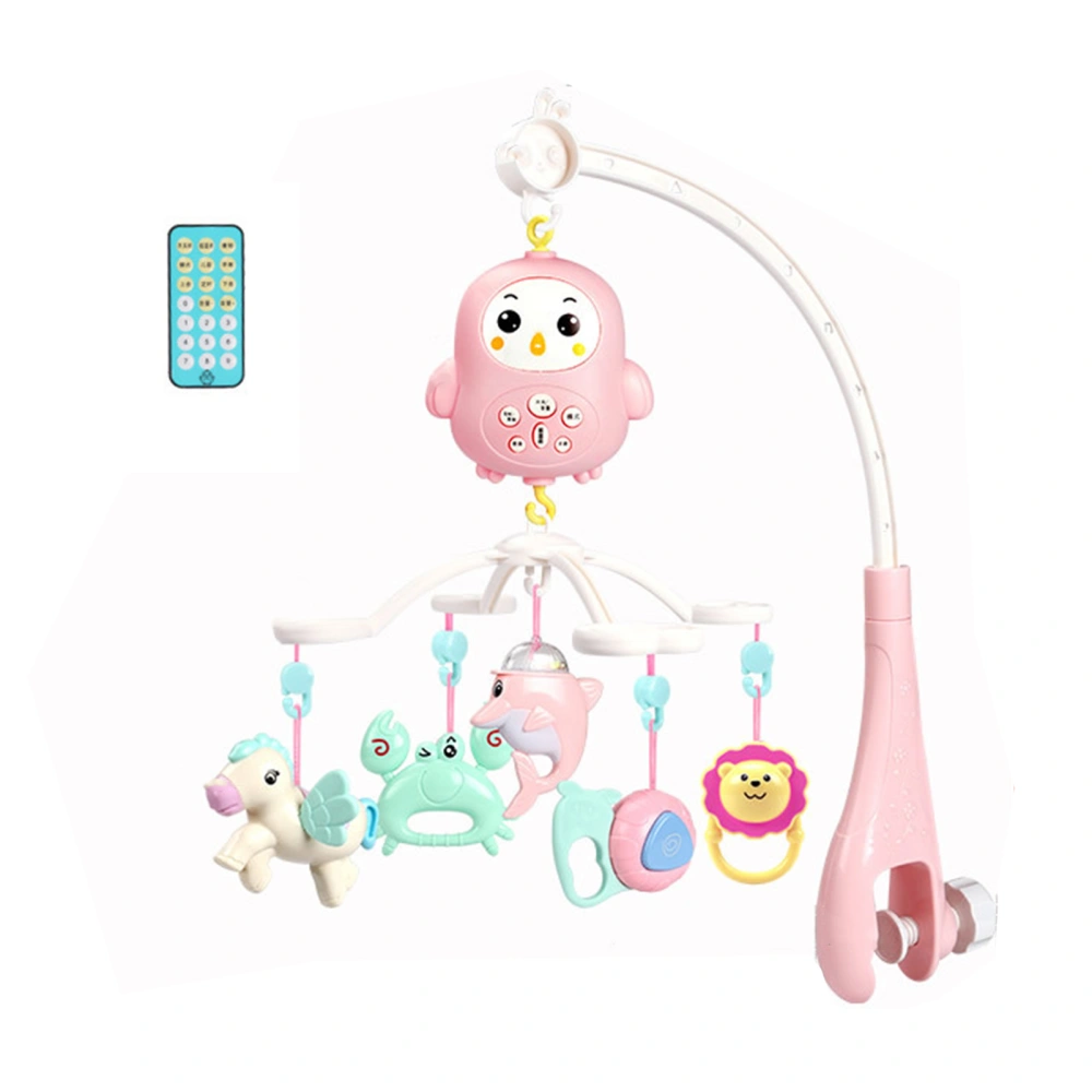 Baby Musical Crib Mobile with Night Lights and Music Cartoon Zoo Hanging Rotating Rattles for Newborn Boys Girls Sleep Red