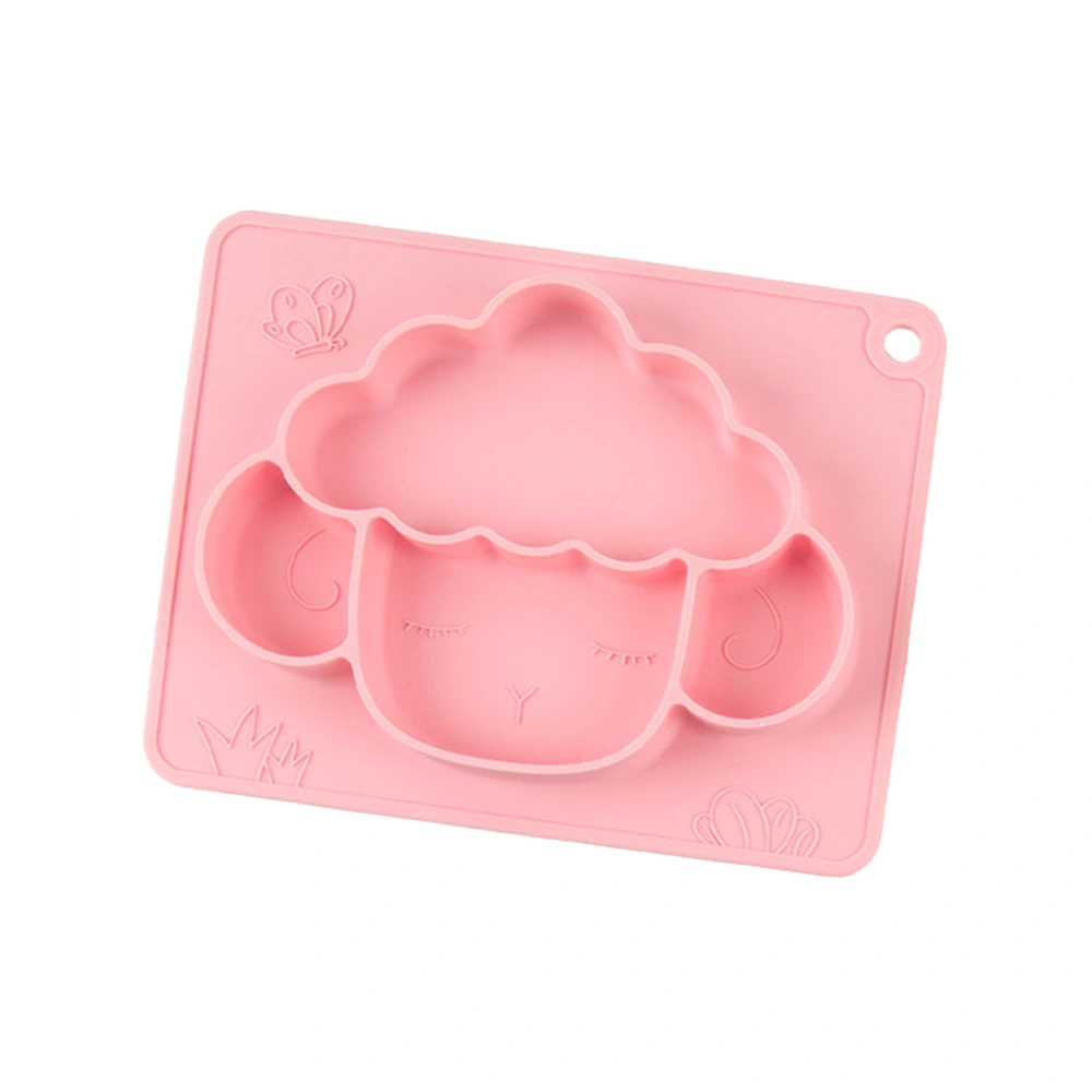 Baby Dinner Plate Divided Grids Cartoon Animal Shaped Prevent Slip Silicone Eating Plates for Children Pink