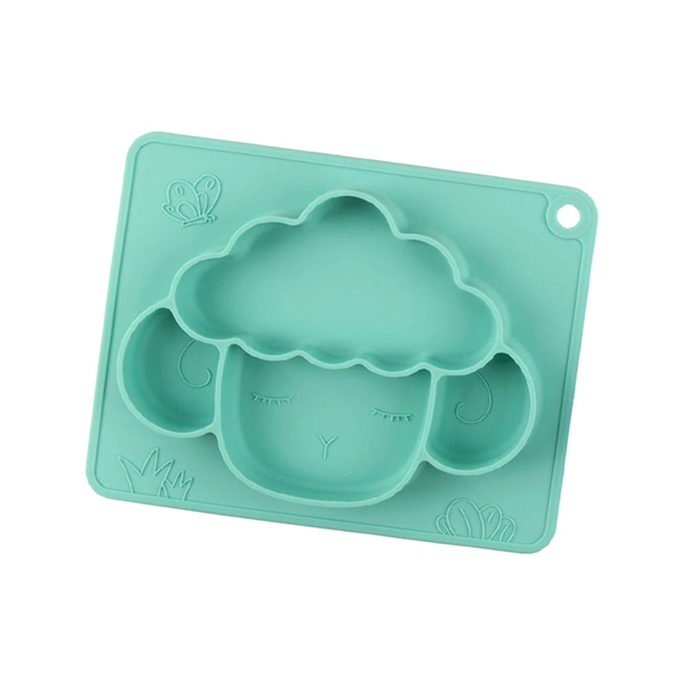 Baby Dinner Plate Divided Grids Cartoon Animal Shaped Prevent Slip Silicone Eating Plates for Children Green