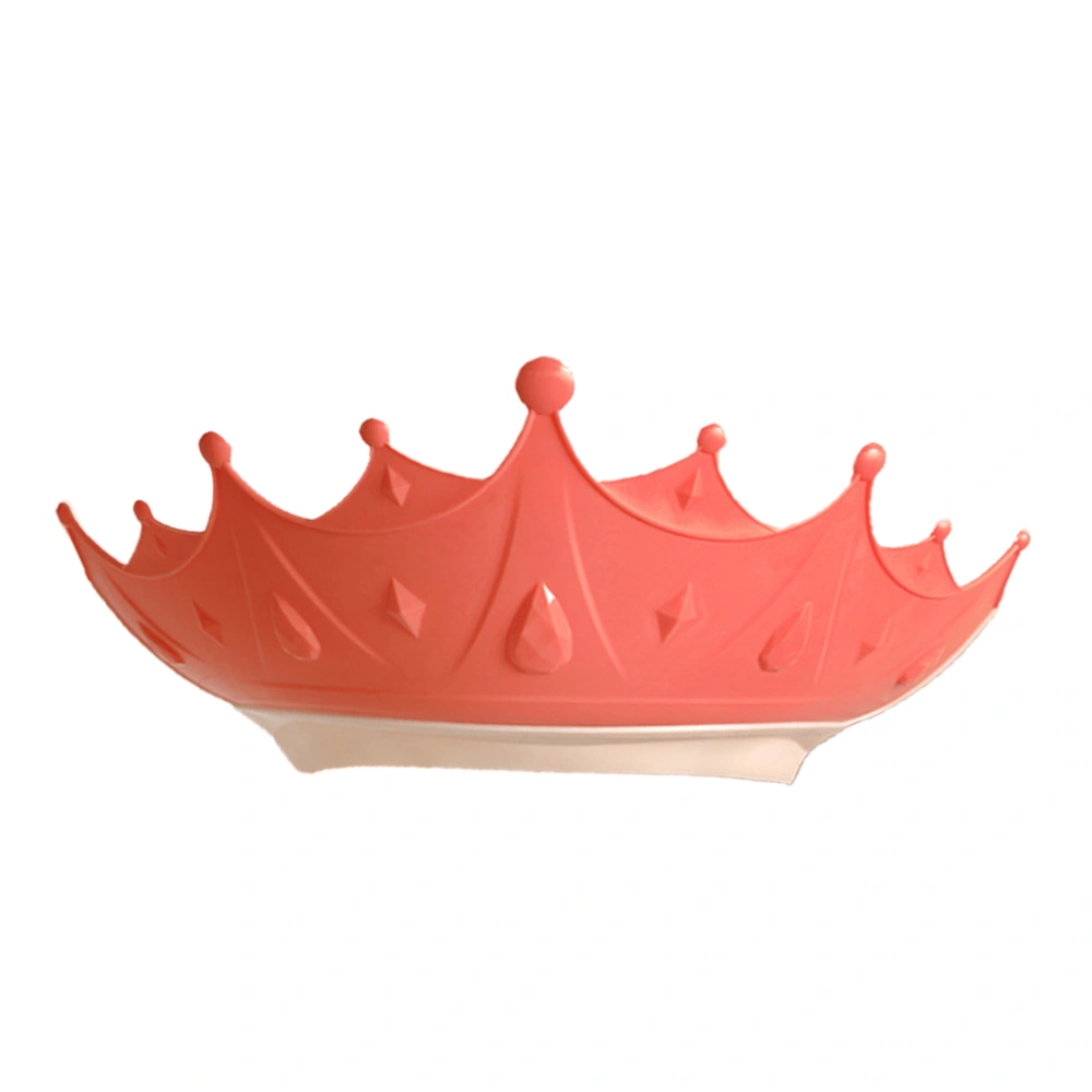 Baby Shower Cap Silicone Crown Shape Ear Protection Adjustable Waterproof Hair Washing Hat for Toddler Red