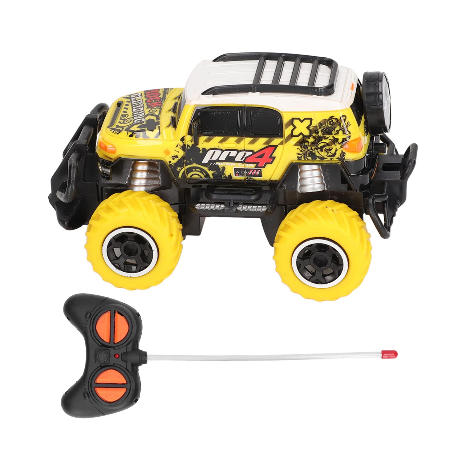 1:43 RC Mini Car Scrawl Cute Appearance Strong Friction Portable Off Road Remote Control Car Yellow