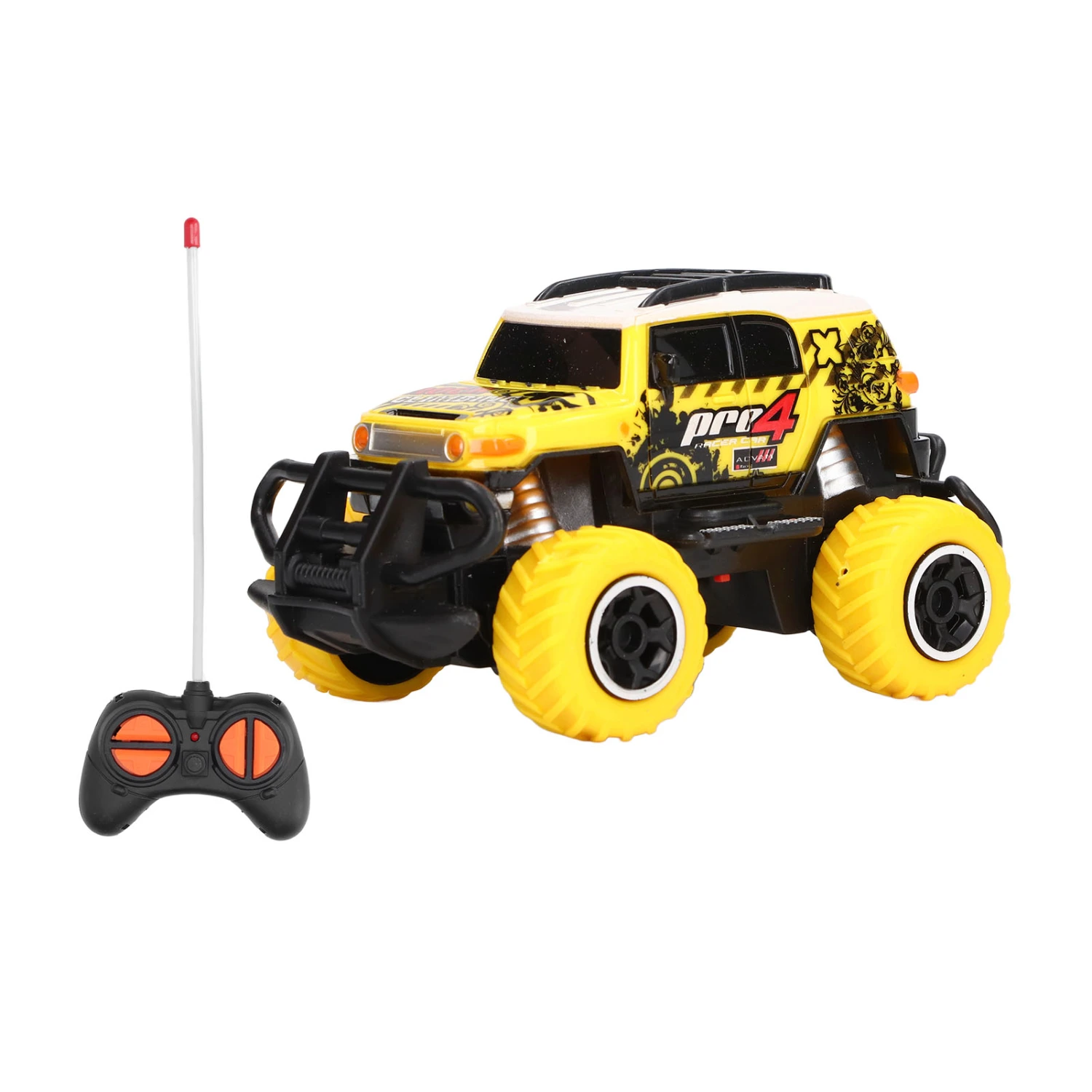 1:43 RC Mini Car Scrawl Cute Appearance Strong Friction Portable Off Road Remote Control Car Yellow
