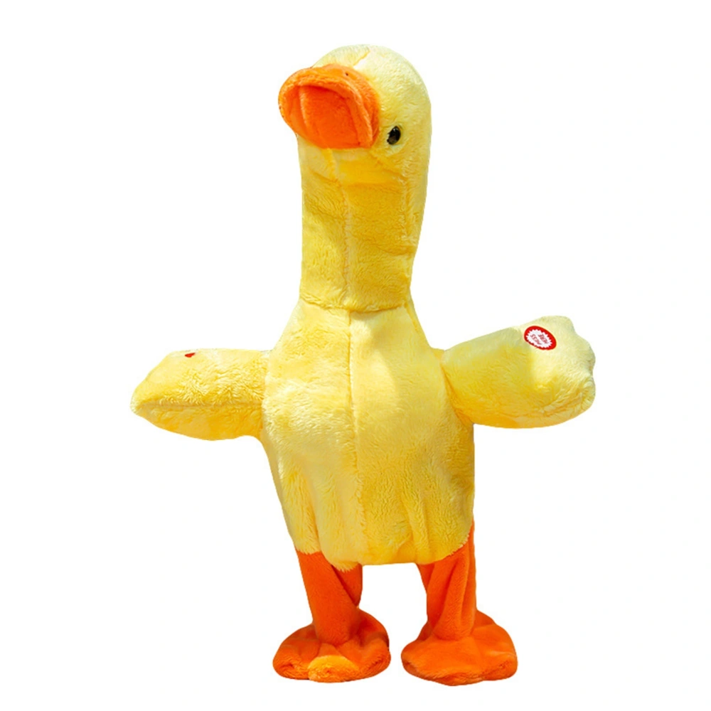 Talking Duck Toy Cute Imitating Sound Singing Walking Educational Plush Doll for Children Friend Yellow Battery Type(2 X AA)