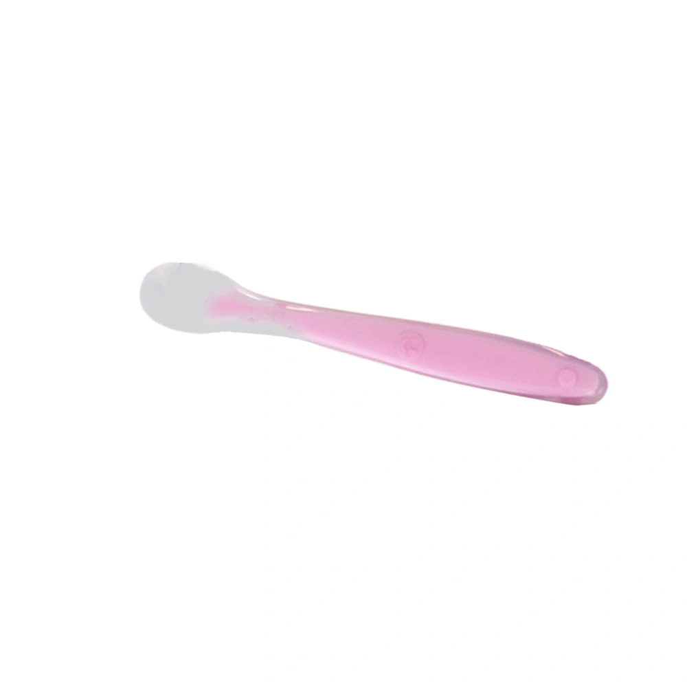 Baby Spoon Infant Feeding Hot Safety Silicone Toddler Utensil for Eating Training Rose Red