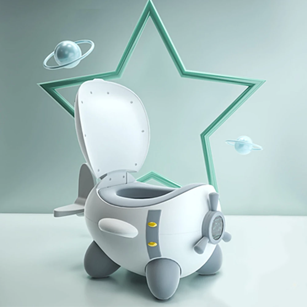 Potty Training Seat Cartoon Airplane Shape Cute Detachable Easy to Clean for Baby Kids Children White