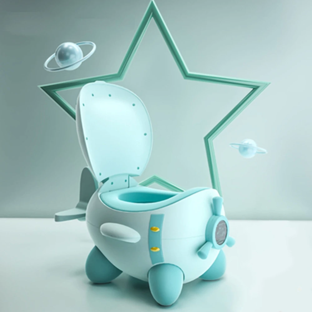 Potty Training Seat Cartoon Airplane Shape Cute Detachable Easy to Clean for Baby Kids Children Green