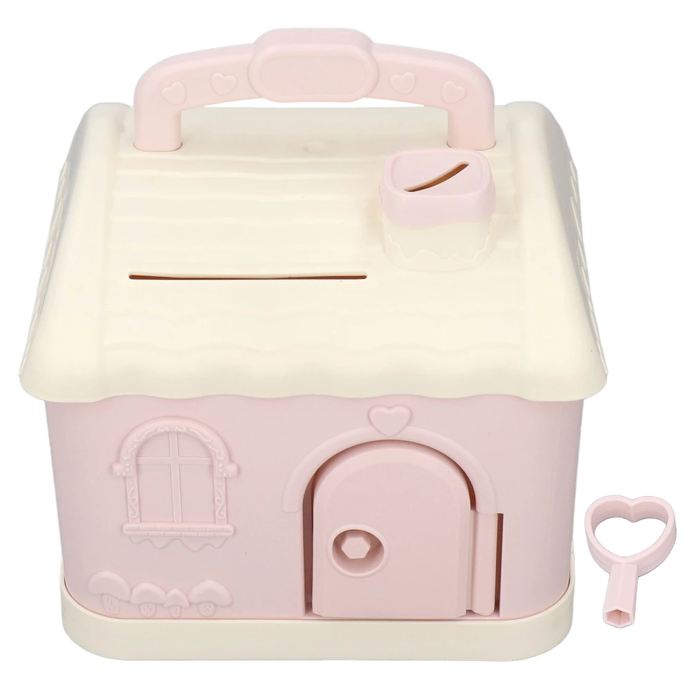 Change Bank Meaningful Interesting Plastic Material House Shape Lockable Decorative Practical Bank Birthday Toys Pink