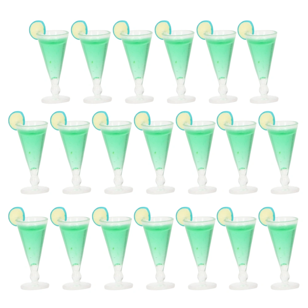 20Pcs Dollhouse Cocktail Glasses Simulation Life Scene 1/12 Scale Mini Cocktail Glasses Toy Doll House Decoration Green