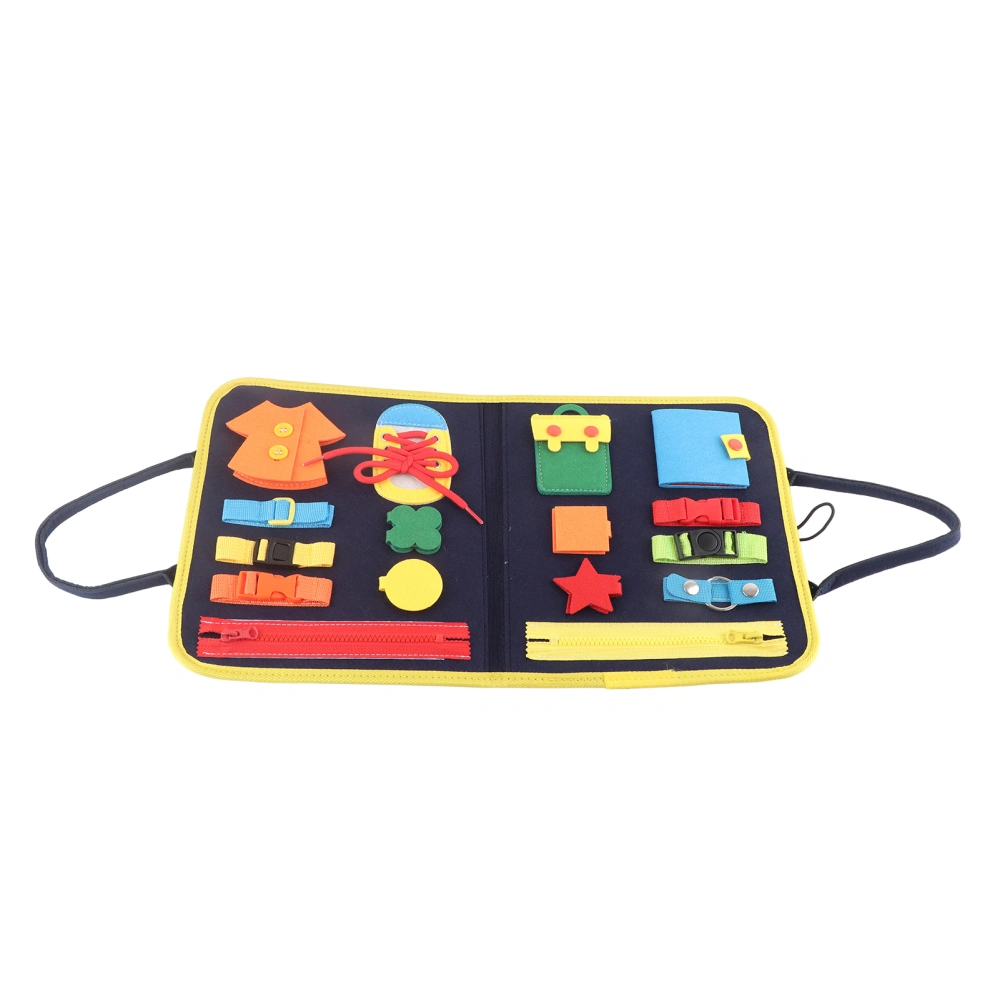 Kids Clothing Board Button Tie Shoes Zipper Belt Release Dress Skills Learning Toy with Handle