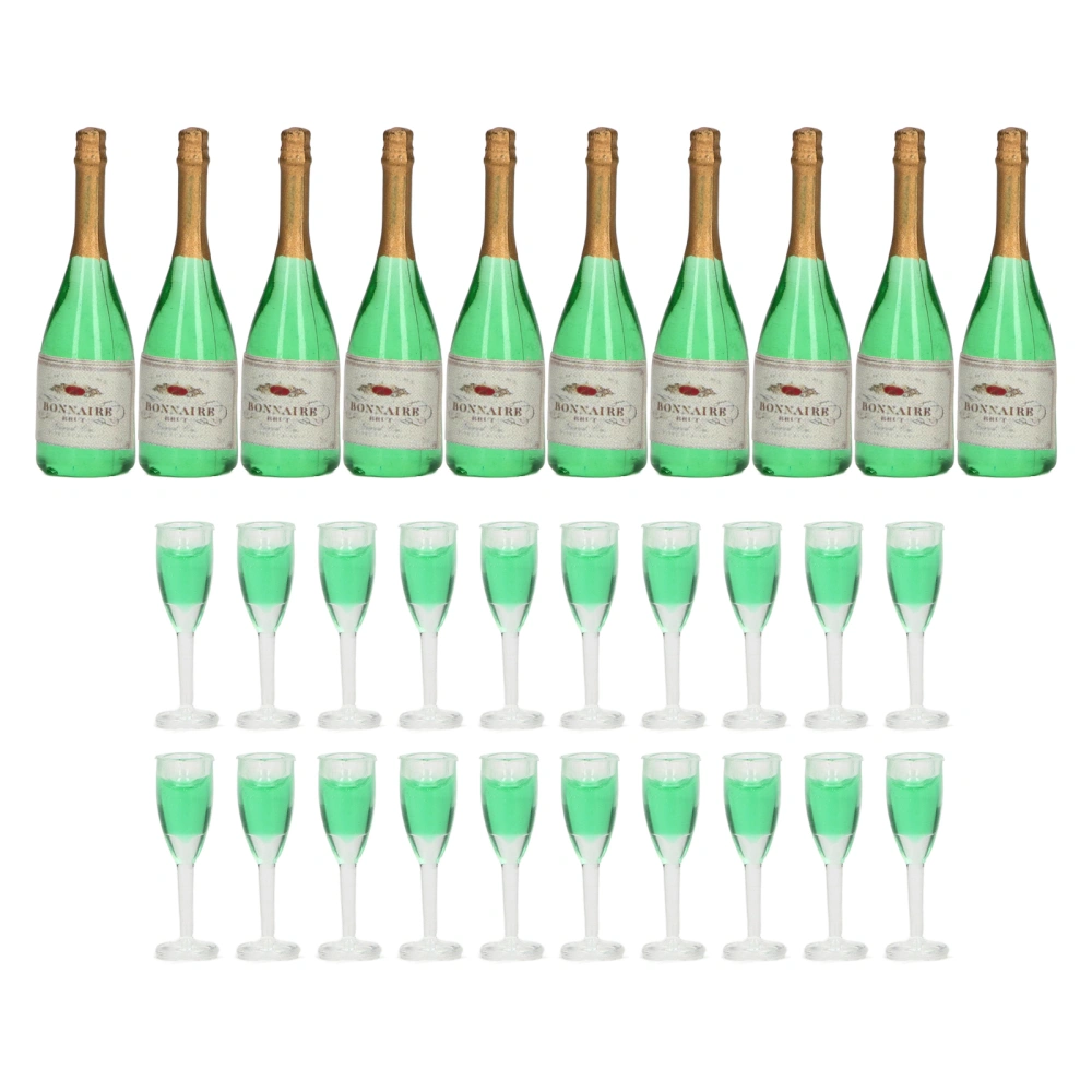 10 Sets Dollhouse Champagne Set DIY Miniature Simulation Model Miniature Wine Bottles Lifelike PVC Dollhouse Decor