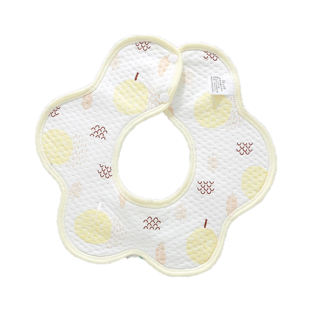 Cotton Baby Bib Waterproof Skin Friendly Flower Petal Shape Newborn Muslin Bib for Kids Tree Pattern Yellow