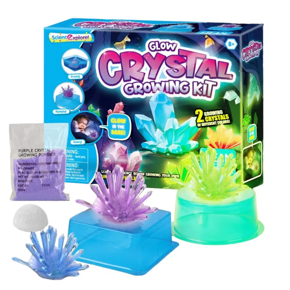 Crystal Growing Kit Glowing in the Dark Crystal Making Kit Easy DIY Experiment Toy Science Experimental Kit Educational Gift for Kids