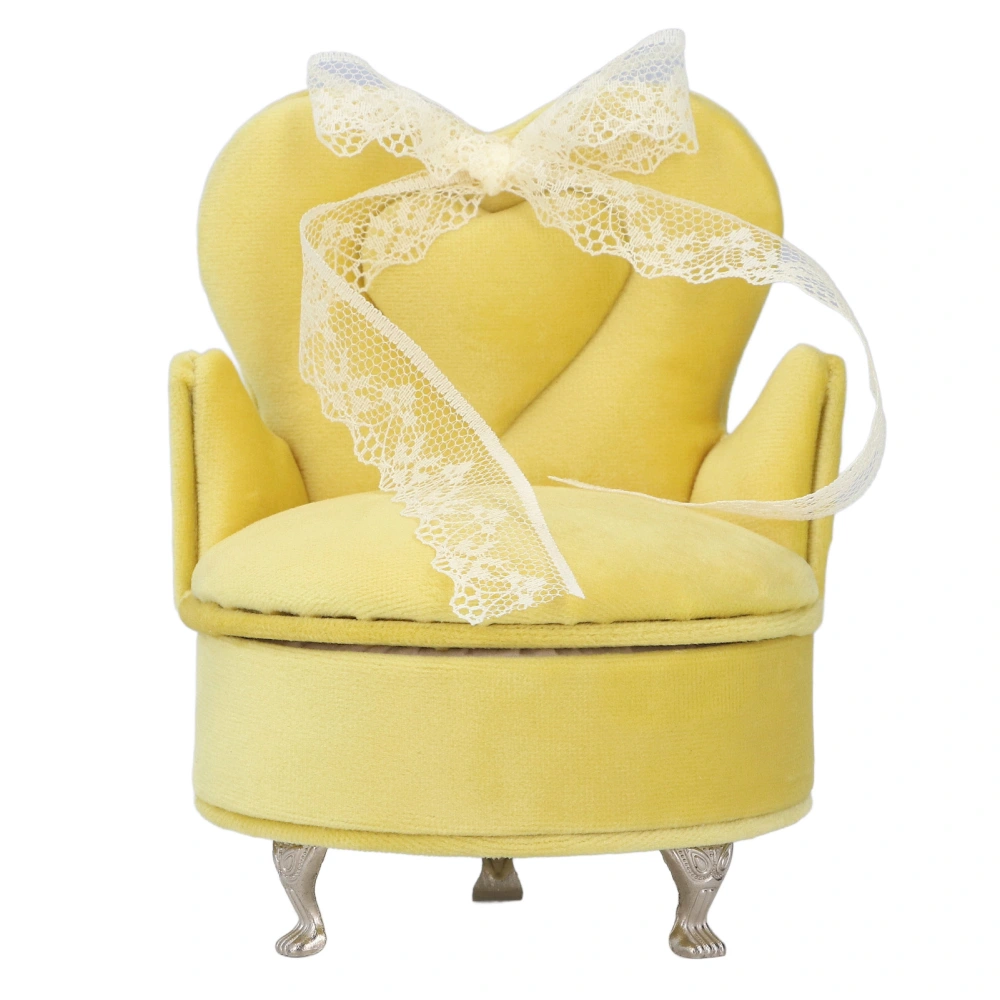 Mini Chair Soft Flannelette Doll House Furniture Decoration Jewelry Storage Box Cream Yellow Single Chair(5.5 X 4.3 X 3.3in)