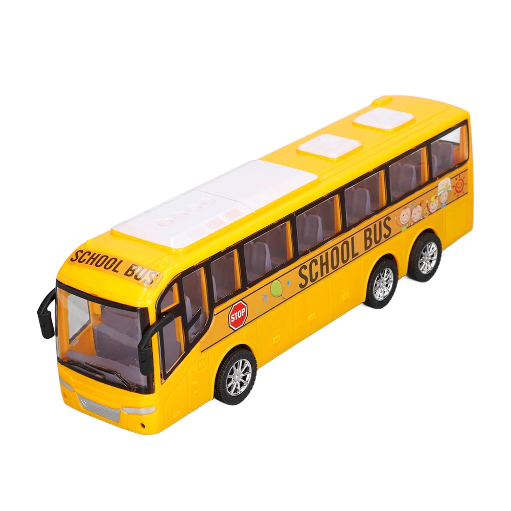 Mini Bus Model Car Toys High Simulation Fine Details Yellow Inertia Bus Toys for Above 3 Years Old Kids Home Decor Gifts