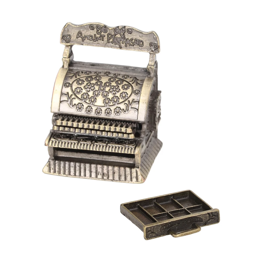 1:12 Mini Cash Register Model Cute Dollhouse Accessories Simulation Life Scene Classical Cash Register Model