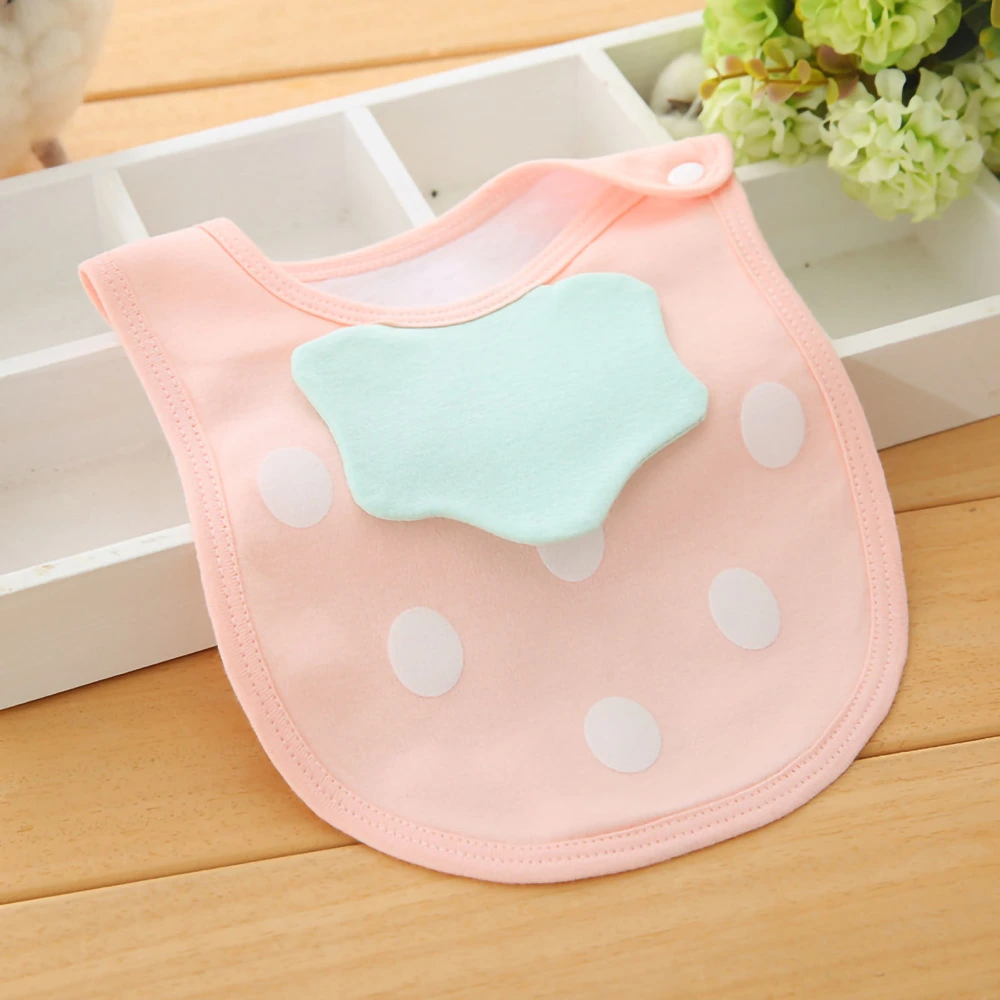 Baby Bib for Eating 1-3 Years Children's 3D Waterproof Concealed Button Feeding Accessories(Pink )