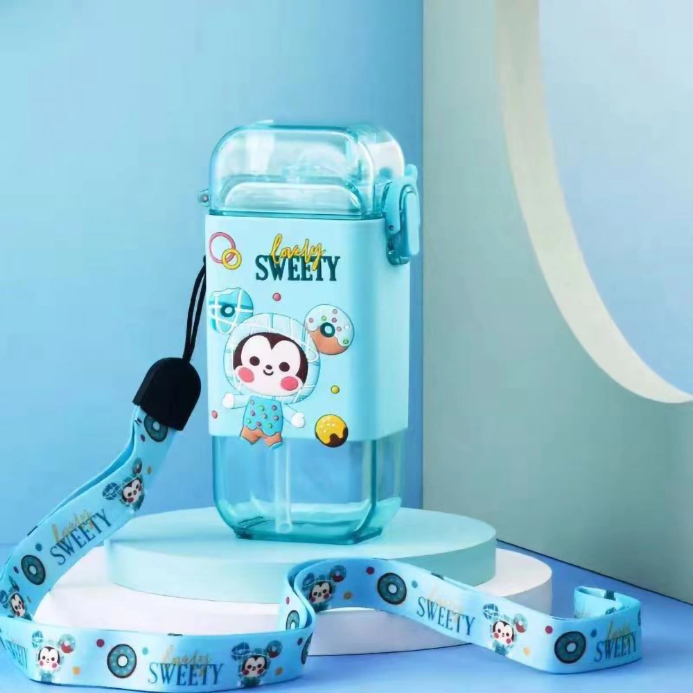 Kids Water Bottle Good Sealing Unique Quadrate Shape Cartoon Patterns Water Cup with Straw 280ml #9