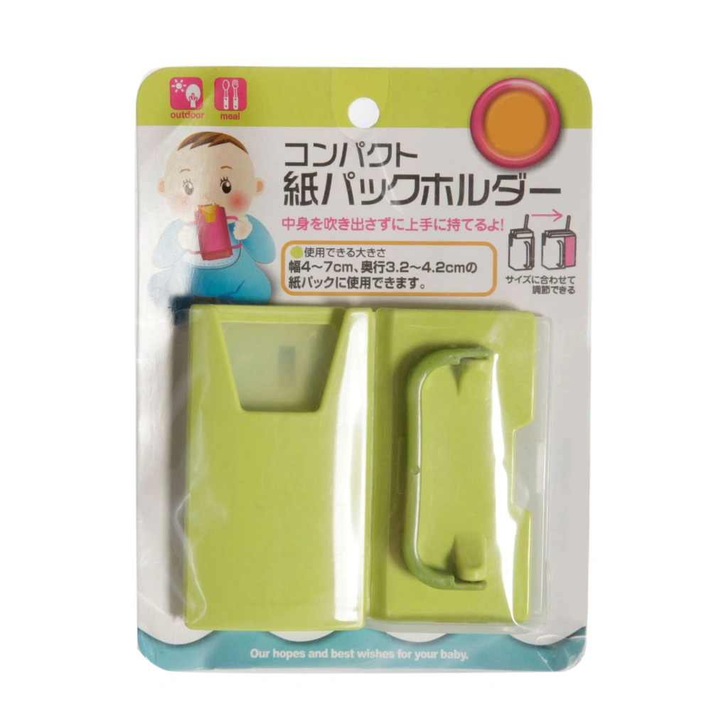 Milk Box Holder Retractable Convenient Handle BPA Free Food Grade PP Baby Drink Box Holder for Home Outdoor Green