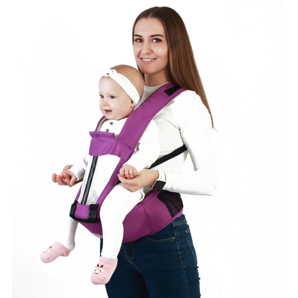 Baby Carrier Multifunction Breathable Ergonomic Soft Nylon Cotton All Season Baby Holder Carrier for Baby Toddler Purple