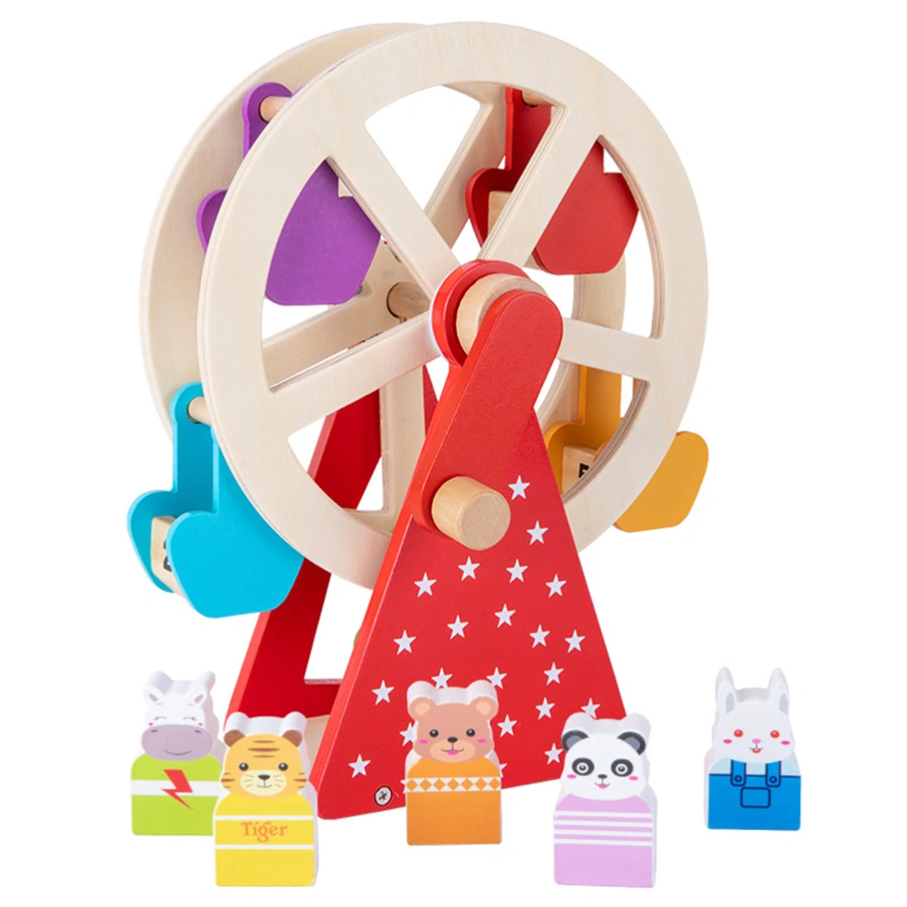 Carnival Wooden Toys Ferris Wheel Toys with Animal Characters Pre Assembled with Sturdy Wood Construction