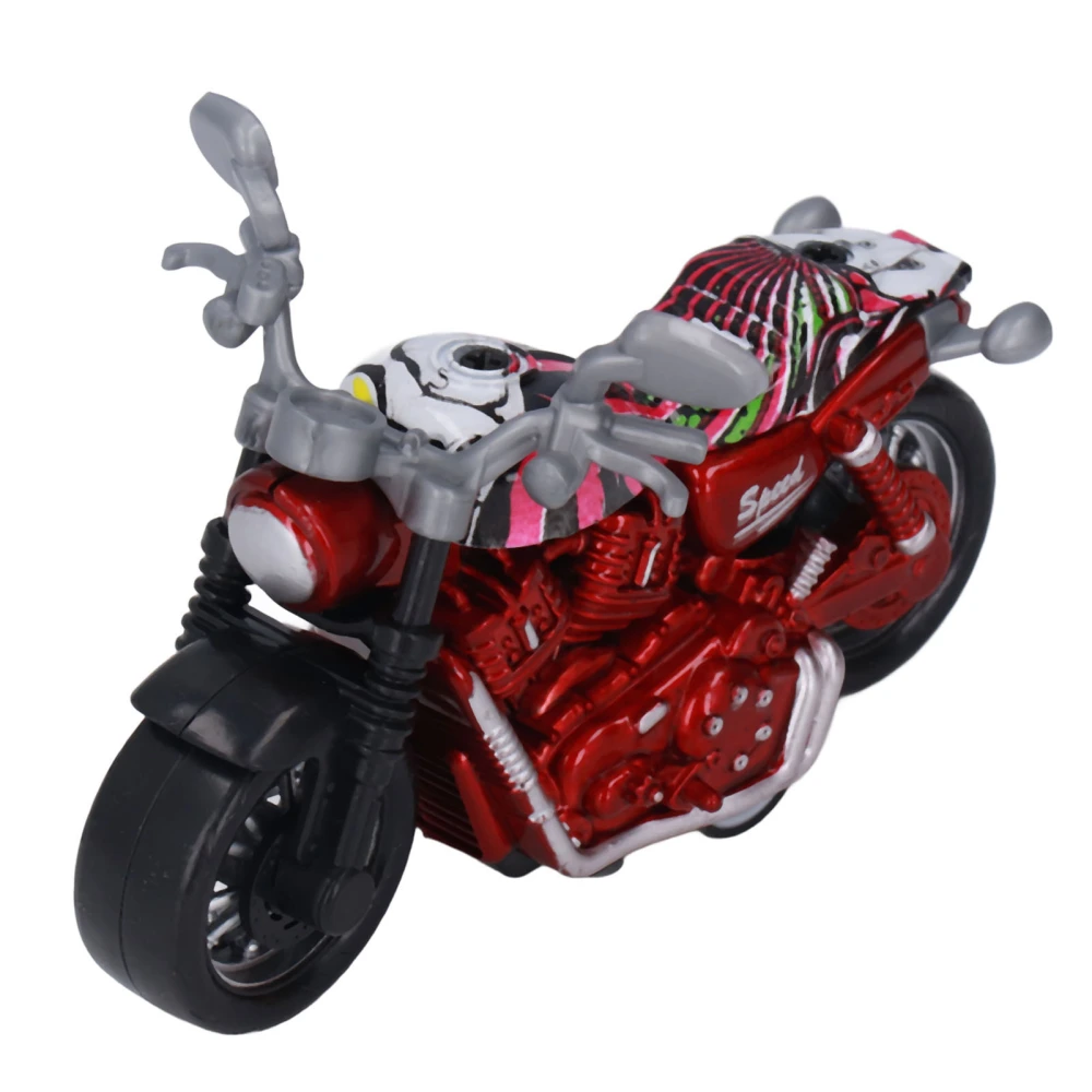 Mini Motorcycle Model Alloy High Simulation Promote Coordination Pull Back Motorcycle Toy for Kids Red