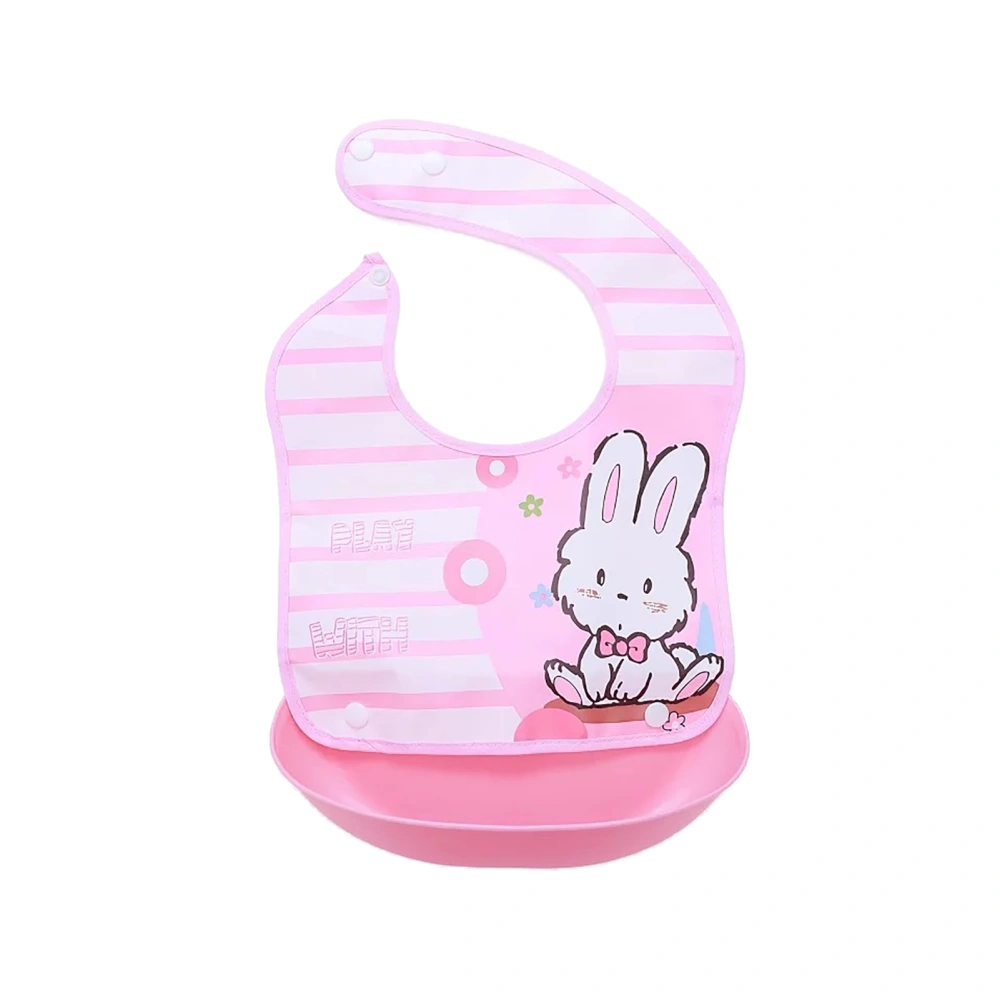 Baby Feeding Bibs Tot Roll Up Bib with Large Food Catcher Pocket for Babies and Toddlers Pink Rabbit